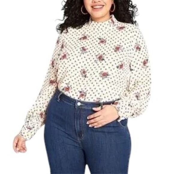 NEW MODCLOTH A Grace Of One's Own Chiffon Blouse in Ivory Print SZ 2X - Picture 12 of 12